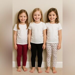 Girls Leggings Set Stretchy Form-Fitting Bottoms size medium